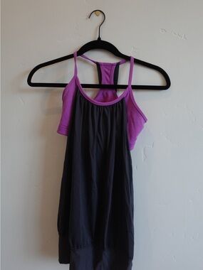 Lululemon Black Tank with Purple Racerback